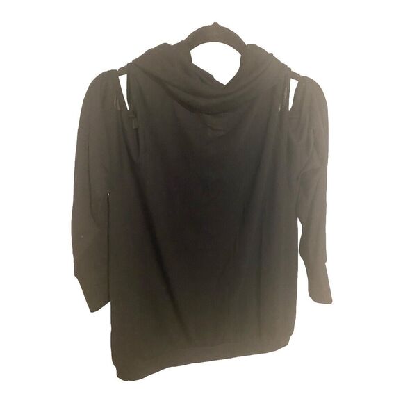Jeans By Buffalo Cold Shoulder Cowl Neck Navy Blouse Size Large Jersey‎ Knit - Picture 1 of 6